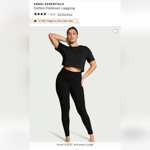 Victoria's Secret VSX Black Cotton Foldover High-Rise Leggings